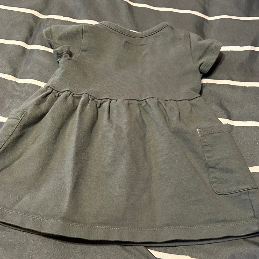 Adorable Gray Baby Dress with Wood-like Buttons - Picture 5 of 6
